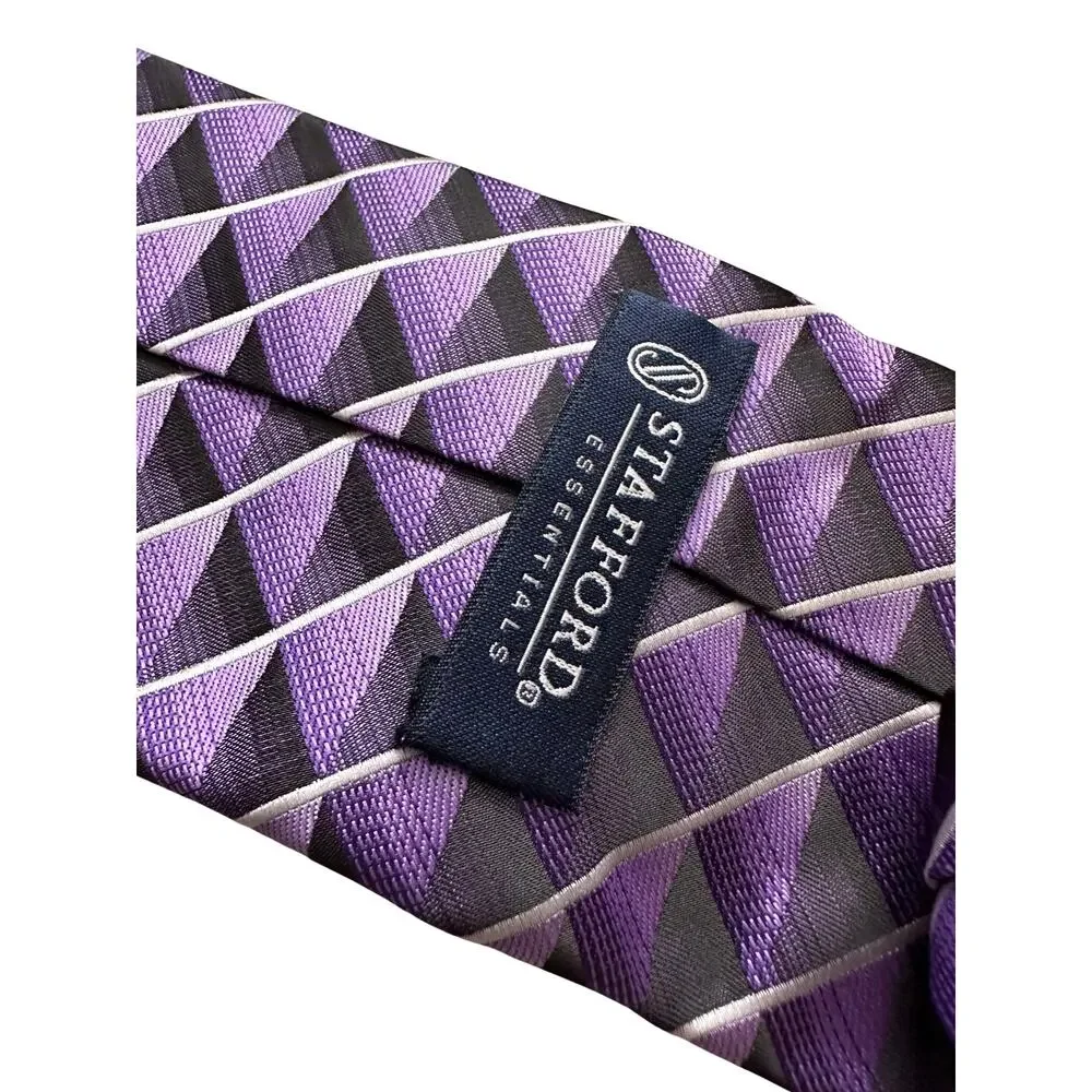 Vintage Stafford Purple Black Checked Polyester Necktie